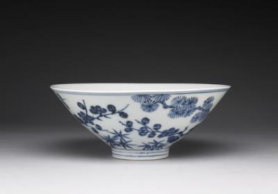 图片[2]-Bowl with pine, bamboo and plum decoration in underglaze blue, Ming dynasty, Yongle reign (1403-1424)-China Archive